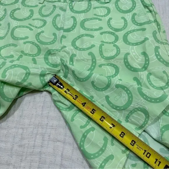 Vineyard Vines Kentucky Derby Breaker Shorts Green Lucky Horseshoe Men's Size 35 - Picture 2 of 9